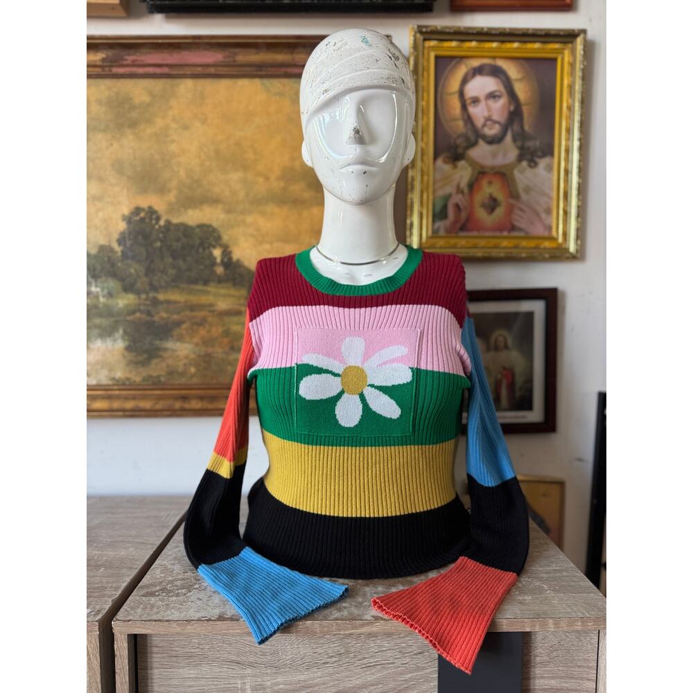 UNIF Dolly Sweater w Rainbow Pattern Ladies Size Large